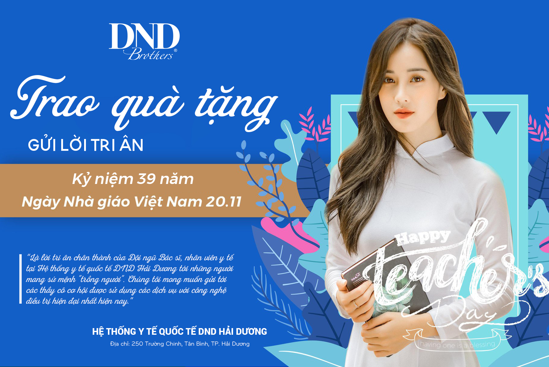 Hệ thống y tế quốc tế DND Hải Dương tri ân Thầy cô giáo nhân ngày 20.11